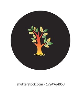 
Tree vector illustration, isolated on black circle. Infographics for business concept. Can be used for logo, web design, template, workflow lay out. eps 10.