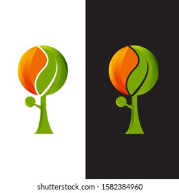 tree vector illustration logo design template. Abstract vibrant tree logo design