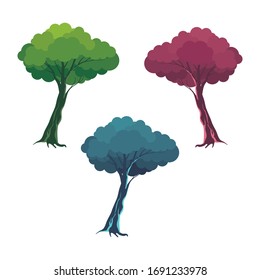 Tree Vector Illustration, with multiple colorful choice, simple, cute and trendy flat design