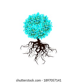 tree vector illustration. roots of banyan tree. mangrove plant