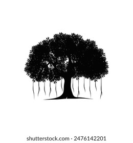 tree vector illustration. roots of banyan tree. mangrove plant