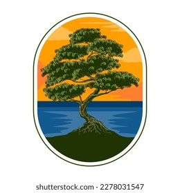 ilustración vectorial de árbol en estilo vintage
