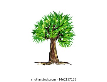tree vector illustrations, roots, mangrove tree VECTOR isolated