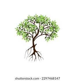 Baumvektorillustrationen, Wurzeln, Mangrovenbaum