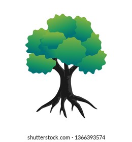 tree vector illustrations, roots, oak tree
