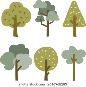Tree Vector Line Art Set 