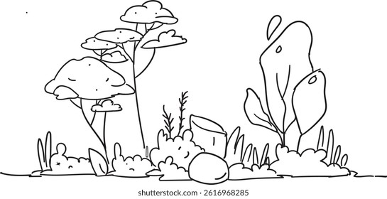 Tree Vector Line Art Set 