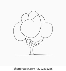 Tree vector line drawing image. 