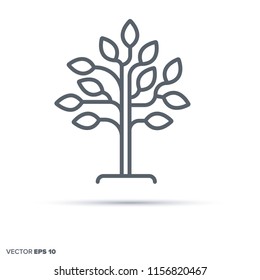 Icono de línea del vector de árbol. símbolo de naturaleza y medio ambiente.