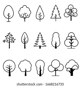 Tree Vector Line Icon Set. plant illustration sign collection. wood symbol. forest logo.