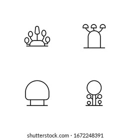 Tree Vector Line Icon Set. Naturally beautiful symbol, wooden trunk and outline branches for map. Tree vector outline art illustration isolated on white background. Expanded Stroke