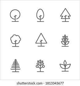 Tree Vector Line Icon Set. Contains such Icons as Wood, Plant, Pine, Cactus