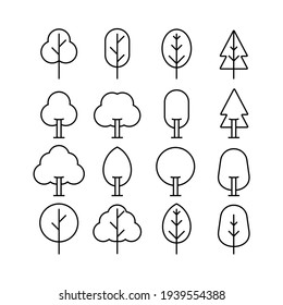 Tree Vector Line Icon Set