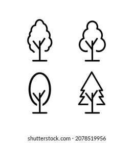 Tree Vector Line Icon Set isolated on white background. Vector illustration