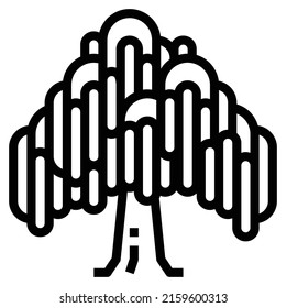 Tree Vector Line Icon, Wood, Willow
