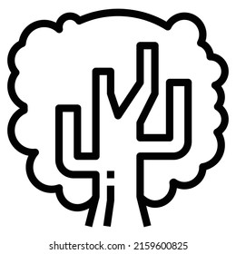 Icono de línea del vector del árbol, madera
