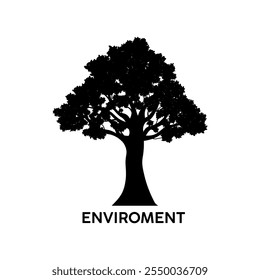 Tree vector logo with bold silhouette for eco friendly and nature branding.