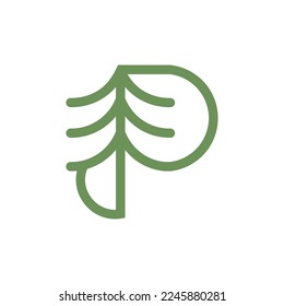 tree vector logo design with letter p