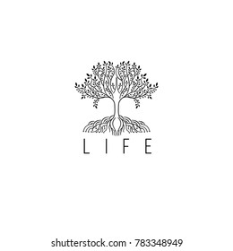 Tree vector logo. Tree icon. Monogram design element for boutique, hotel, restaurant, fashion brand.