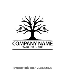 Tree Vector Logo Illustration With Birds
