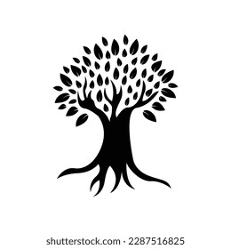 Tree vector logo illustration on whie background
