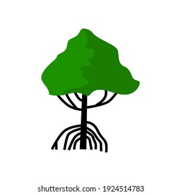 tree vector logo. mangrove roots. banyan plant