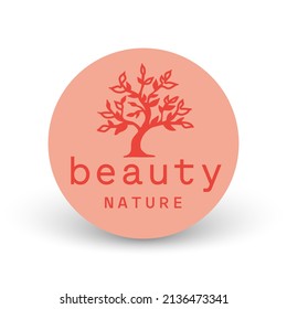 Tree vector logo this beautiful tree is a symbol of life, beauty, growth, strength, and good health. Tree vector icon. Art trees vector illustration logo design. Beauty studio lettering composition.