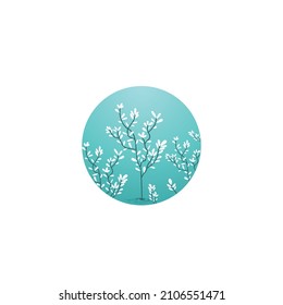 Tree vector logos. Nature trees are white with a light blue background.