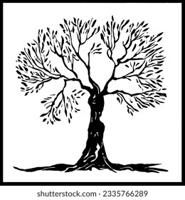 Tree Vector Minimal Hand Drawing Line Art 
