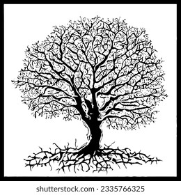 Tree Vector Minimal Hand Drawing Line Art 