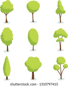 tree vector nature set garden summer