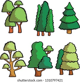 tree vector nature set garden summer