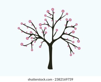 tree in vector. sakura. bonsai. tree with flowers