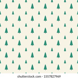 Tree vector seamless pattern. Forest print. Merry christmas