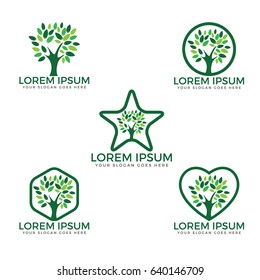 Tree vector set logos design.