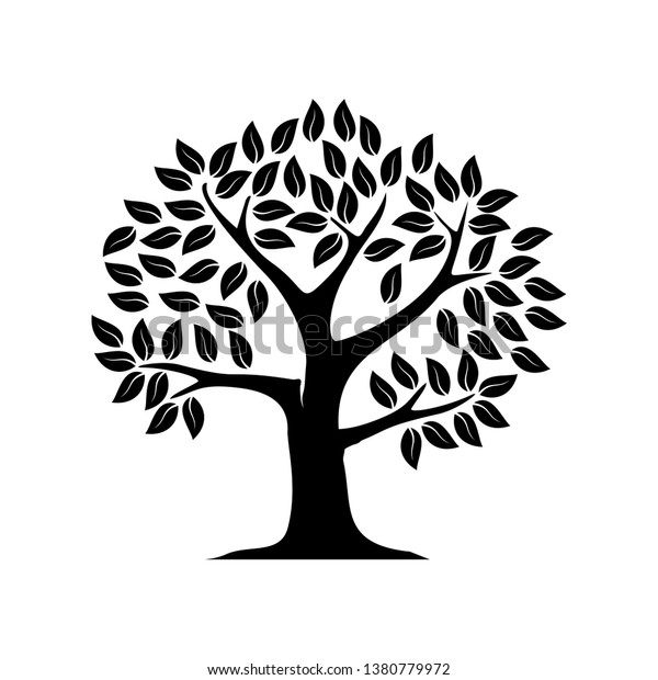 Tree Vector Silhouette Black White Stock Vector (Royalty Free ...