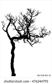 Tree of vector, Silhouette of dead tree or dry tree on white background with vector concept.