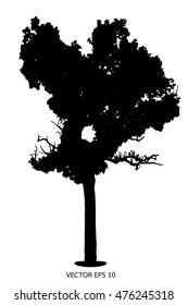 Tree of vector, Silhouette of dead tree or dry tree on white background with vector concept.