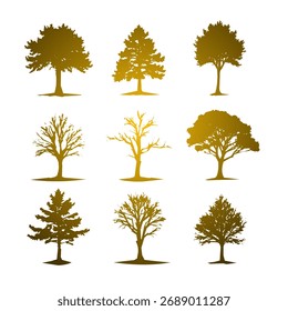 Cor do gradiente da silhueta do vetor de árvore