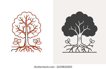 Tree vector silhouette icon logo design template 