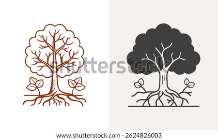 Tree vector silhouette icon logo design template 