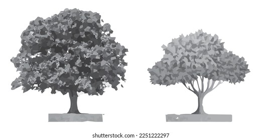 Dibujo de ilustración de silueta vectorial de árbol