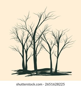 Ilustración de la silueta del Vector del árbol. EPS 10