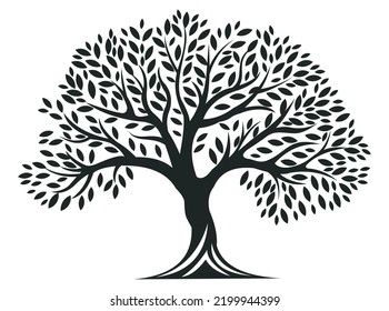 Tree vector, silhouette vector, isolated illustration abstract pattern on white background