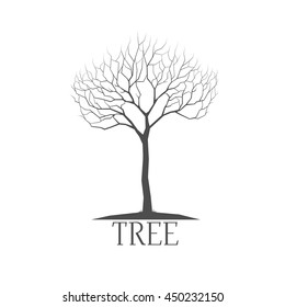 Tree vector silhouette  on white background, tree logo or emblem