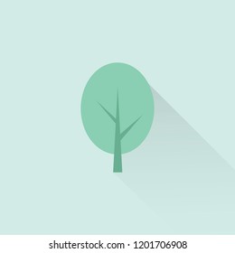Tree vector template icon in green color with shadow, paper flat tree label. Trendy Flat style for graphic design, Web site, UI. EPS10. - Vector illustration