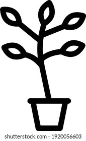 icono de línea delgada del vector de árbol