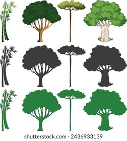 tree vector in three colours 