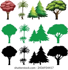 tree vector in three colours
