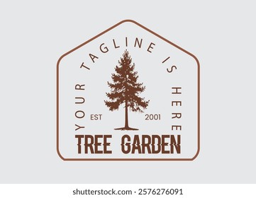 Tree vector typography logo design tamplate